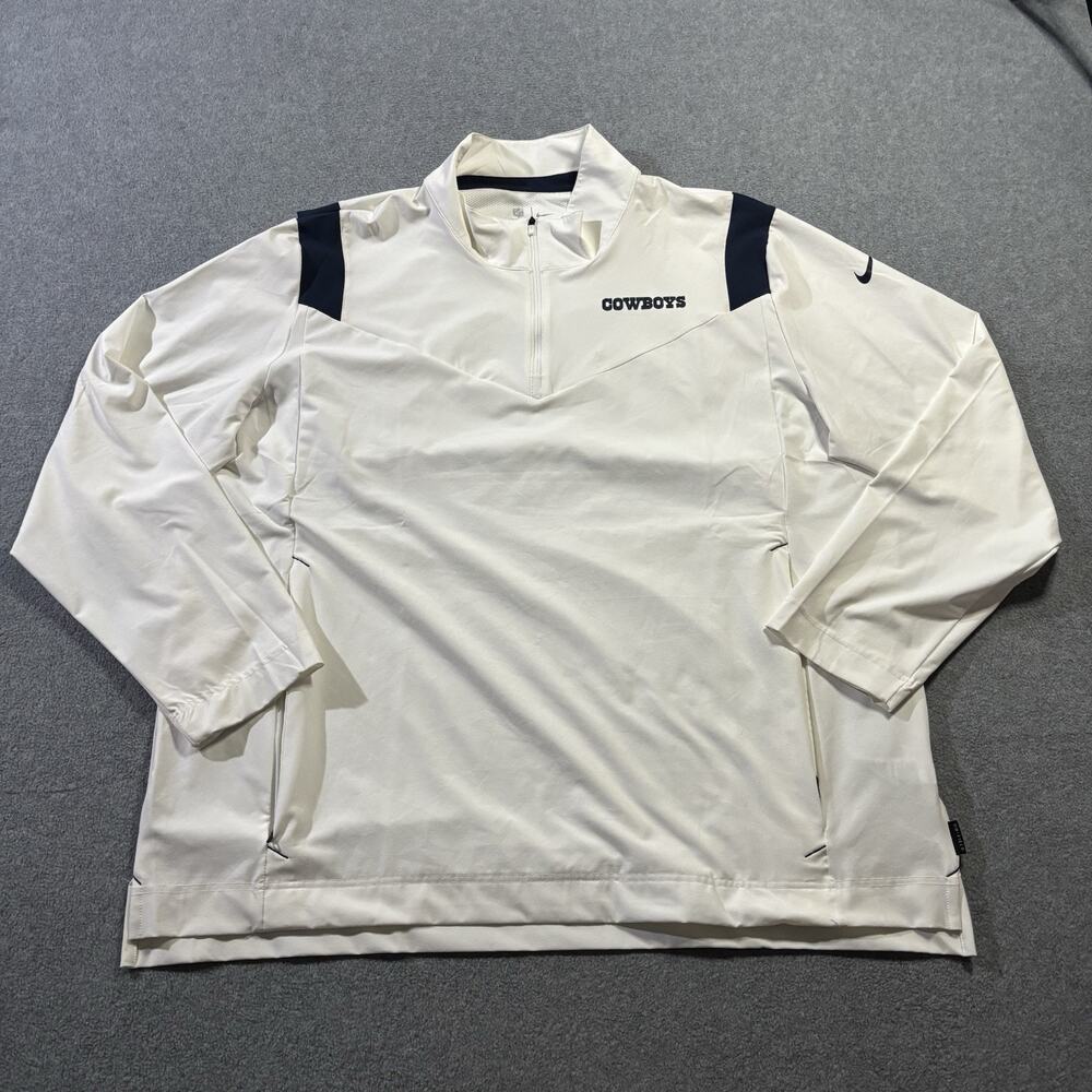 Nike On Field Dallas Cowboys NFL Sideline Coaches Repel 1/4 Zip Jacket White XXL